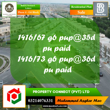 5 Marla Residential Plot for Sale in Phase 4 - G6 Block -  Bahria Orchard, Lahore - (BP-251421)