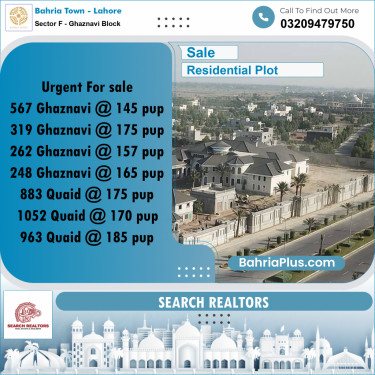 10 Marla Residential Plot for Sale in Sector F - Ghaznavi Block -  Bahria Town, Lahore - (BP-251472)