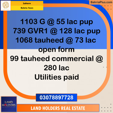 Residential Plot for Sale in Bahria Town, Lahore - (BP-251490)