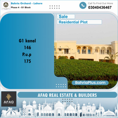 20 Marla Residential Plot for Sale in Phase 4 - G1 Block -  Bahria Orchard, Lahore - (BP-251501)