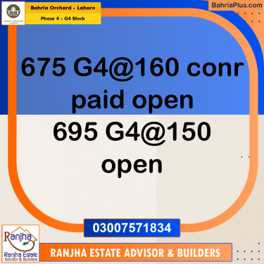 1 Kanal Residential Plot for Sale in Phase 4 - G4 Block -  Bahria Orchard, Lahore - (BP-251502)