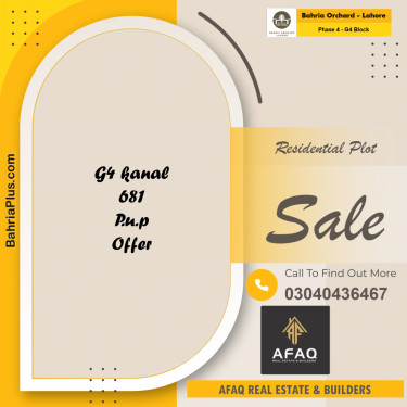 1 Kanal Residential Plot for Sale in Phase 4 - G4 Block -  Bahria Orchard, Lahore - (BP-251513)
