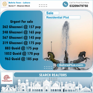 10 Marla Residential Plot for Sale in Sector F - Ghaznavi Block -  Bahria Town, Lahore - (BP-251548)