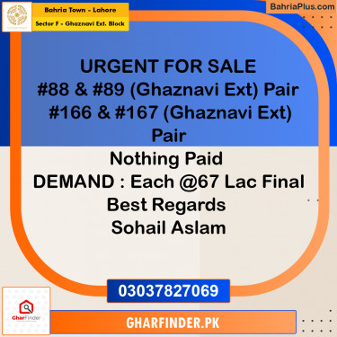 5 Marla Residential Plot for Sale in Sector F - Ghaznavi Ext. Block -  Bahria Town, Lahore - (BP-251554)