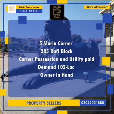 5 Marla Residential Plot for Sale in Sector E - Rafi Block -  Bahria Town, Lahore - (BP-251615)