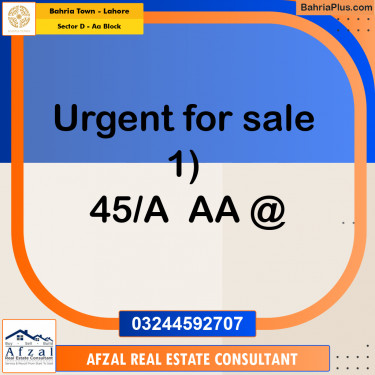 5 Marla Residential Plot for Sale in Sector D - AA Block -  Bahria Town, Lahore - (BP-251619)