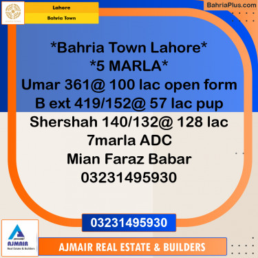Residential Plot for Sale in Bahria Town, Lahore - (BP-251626)