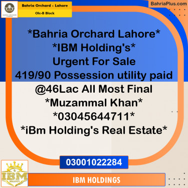 5 Marla Residential Plot for Sale in OLC-B Block -  Bahria Orchard, Lahore - (BP-251631)