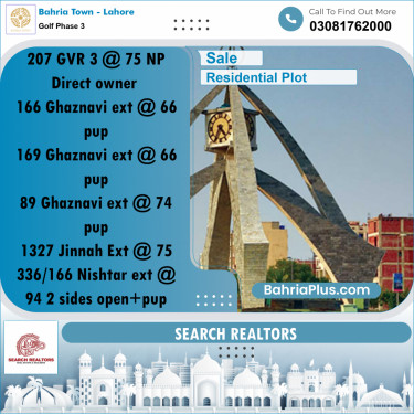 10 Marla Residential Plot for Sale in Golf Phase 3 -  Bahria Town, Lahore - (BP-251645)