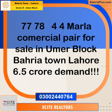 Residential Plot for Sale in Sector B - Umer Block -  Bahria Town, Lahore - (BP-251665)