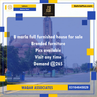 8 Marla Residential House for Sale in Bahria Town, Lahore - (BP-251765)