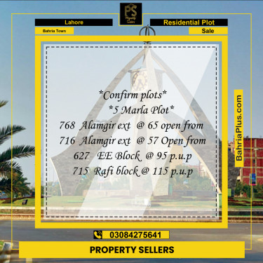 5 Marla Residential Plot for Sale in Bahria Town, Lahore - (BP-251815)