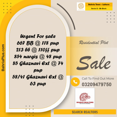 5 Marla Residential Plot for Sale in Sector D - BB Block -  Bahria Town, Lahore - (BP-251830)