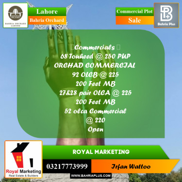 Commercial Plot for Sale in Bahria Orchard, Lahore - (BP-251833)