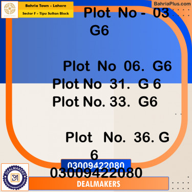 10 Marla Residential Plot for Sale in Sector F - Tipu Sultan Block -  Bahria Town, Lahore - (BP-251846)