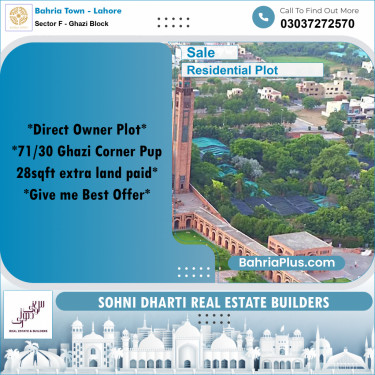Residential Plot for Sale in Sector F - Ghazi Block -  Bahria Town, Lahore - (BP-251891)