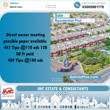 Residential Plot for Sale in Bahria Town, Lahore - (BP-251899)