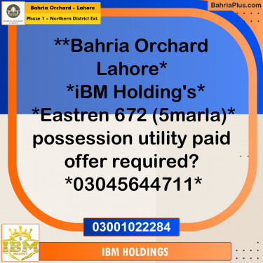 10 Marla Residential Plot for Sale in Phase 1 - Northern District Ext. -  Bahria Orchard, Lahore - (BP-251919)