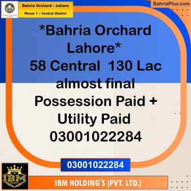 10 Marla Residential Plot for Sale in Phase 1 - Central District -  Bahria Orchard, Lahore - (BP-251920)