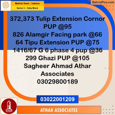 5 Marla Residential Plot for Sale in Sector C - Tulip Block -  Bahria Town, Lahore - (BP-251934)