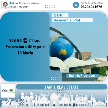 10 Marla Residential Plot for Sale in Phase 4 - G6 Block -  Bahria Orchard, Lahore - (BP-251940)