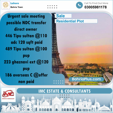 Residential Plot for Sale in Bahria Town, Lahore - (BP-252078)