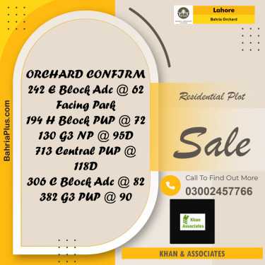 Residential Plot for Sale in Bahria Orchard, Lahore - (BP-252145)