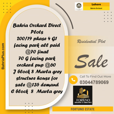 Residential Plot for Sale in Bahria Orchard, Lahore - (BP-252150)