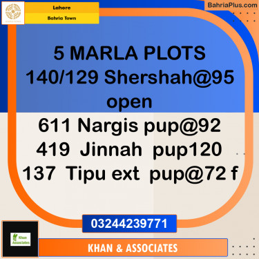 Residential Plot for Sale in Bahria Town, Lahore - (BP-252168)