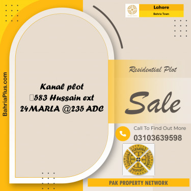 Residential Plot for Sale in Bahria Town, Lahore - (BP-252178)