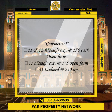 Commercial Plot for Sale in Bahria Town, Lahore - (BP-252180)