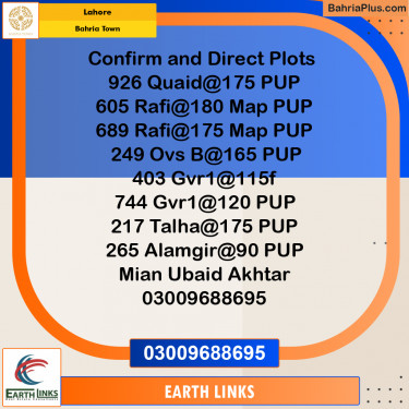 Residential Plot for Sale in Bahria Town, Lahore - (BP-252212)