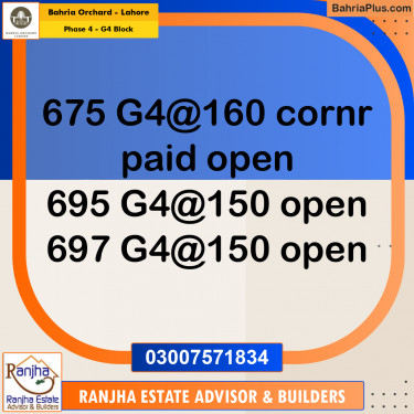 1 Kanal Residential Plot for Sale in Phase 4 - G4 Block -  Bahria Orchard, Lahore - (BP-252215)