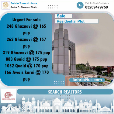 10 Marla Residential Plot for Sale in Sector F - Ghaznavi Block -  Bahria Town, Lahore - (BP-252231)