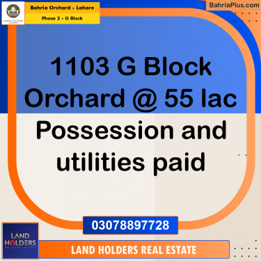 5 Marla Residential Plot for Sale in Phase 2 - G Block -  Bahria Orchard, Lahore - (BP-252248)