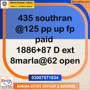 10 Marla Residential Plot for Sale in Phase 1 - Southern District -  Bahria Orchard, Lahore - (BP-252313)