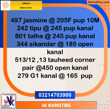 Residential Plot for Sale in Bahria Town, Lahore - (BP-252332)