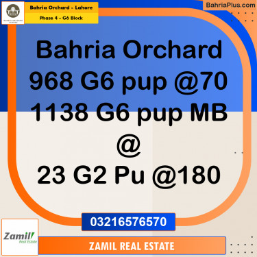 10 Marla Residential Plot for Sale in Phase 4 - G6 Block -  Bahria Orchard, Lahore - (BP-252333)