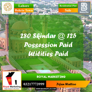 Residential Plot for Sale in Bahria Town, Lahore - (BP-252335)