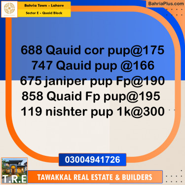 10 Marla Residential Plot for Sale in Sector E - Quaid Block -  Bahria Town, Lahore - (BP-252348)