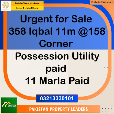 11 Marla Residential Plot for Sale in Sector E - Iqbal Block -  Bahria Town, Lahore - (BP-252352)
