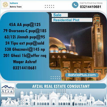 Residential Plot for Sale in Bahria Town, Lahore - (BP-252360)