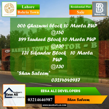 Residential Plot for Sale in Bahria Town, Lahore - (BP-252370)