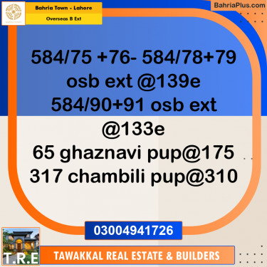 10 Marla Residential Plot for Sale in Overseas B Ext -  Bahria Town, Lahore - (BP-252382)