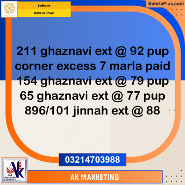 Residential Plot for Sale in Bahria Town, Lahore - (BP-252383)