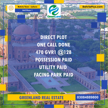 10 Marla Residential Plot for Sale in Golf Phase 1 -  Bahria Town, Lahore - (BP-252391)