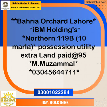 10 Marla Residential Plot for Sale in Phase 1 - Northern District Ext. -  Bahria Orchard, Lahore - (BP-252425)