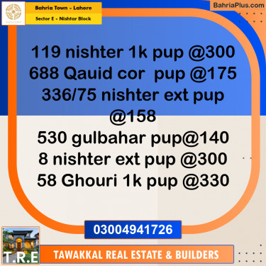 1 Kanal Residential Plot for Sale in Sector E - Nishtar Block -  Bahria Town, Lahore - (BP-252457)