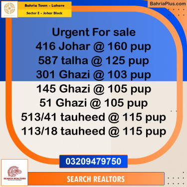 10 Marla Residential Plot for Sale in Sector E - Johar Block -  Bahria Town, Lahore - (BP-252521)