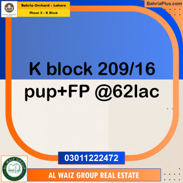 5 Marla Residential Plot for Sale in Phase 2 - K Block -  Bahria Orchard, Lahore - (BP-252574)